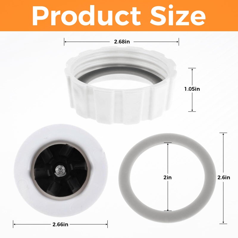DRELD Replacement for Hamilton Beach Blender Blade with Blade Gasket Blender Jar Base Bottom Screw Cap and 2 Rubber O Ring Gasket Sealing Ring - Image 2